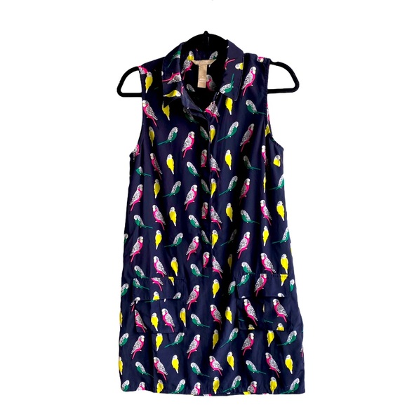 Banana Republic shift dress with birds, navy, 4 - Picture 1 of 6